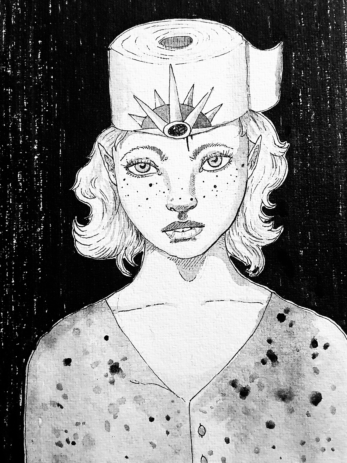 Someone with a toilet roll for a crown.