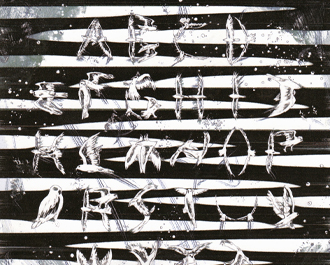 An alphabet made of birds.